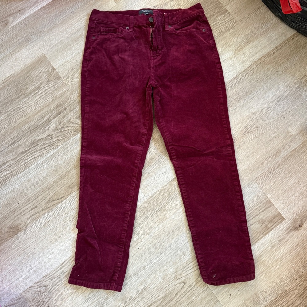 Banana Republic High Rise Slim Corduroy Pants Burgundy Women's Size 29/8